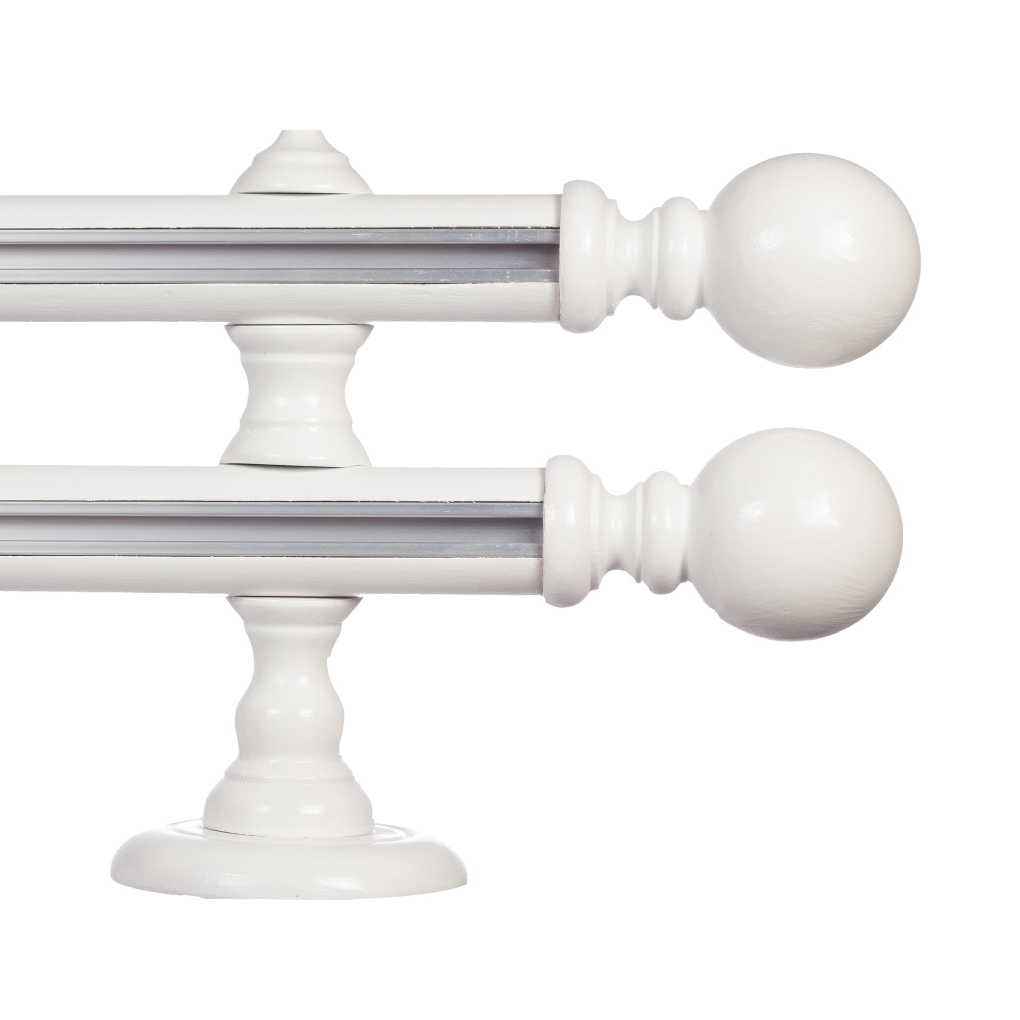 Galerie lemn perdea  Globo Double 35mm cu aluminiu Alb